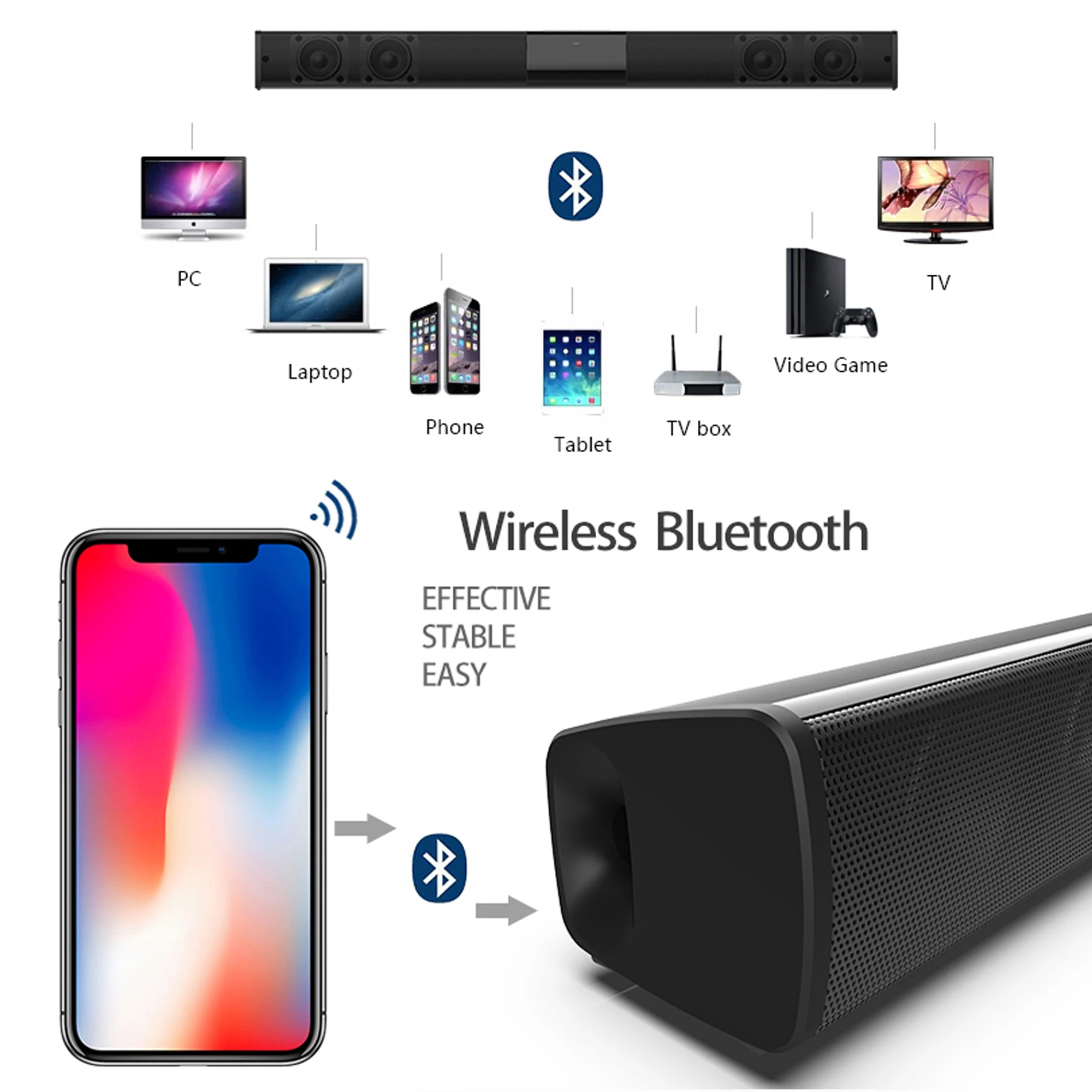 40W High Power Soundbar for TV - Audio Music System For Home recension och pris